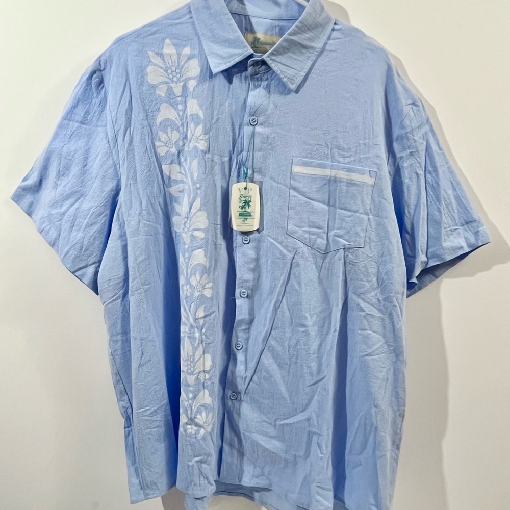 Royaura Men's size 2Xl Sky Blue Hawaiian Short Sleeve Shirt